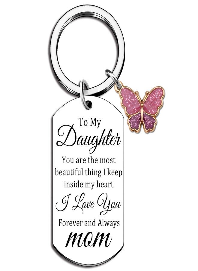 Aisity Daughter Gifts from Mom To My Daughter Keychain Butterfly Gift for Women Daughters Birthday Christmas Graduation Gifts Stocking Stuffers for Daughters - Image 1